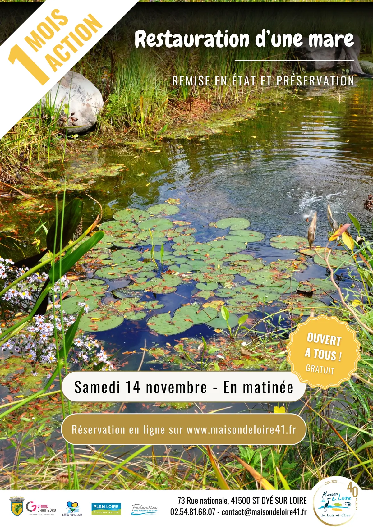 Novembre Un Mois Une Action  restauration d'une mare avec la Maison de la Loire