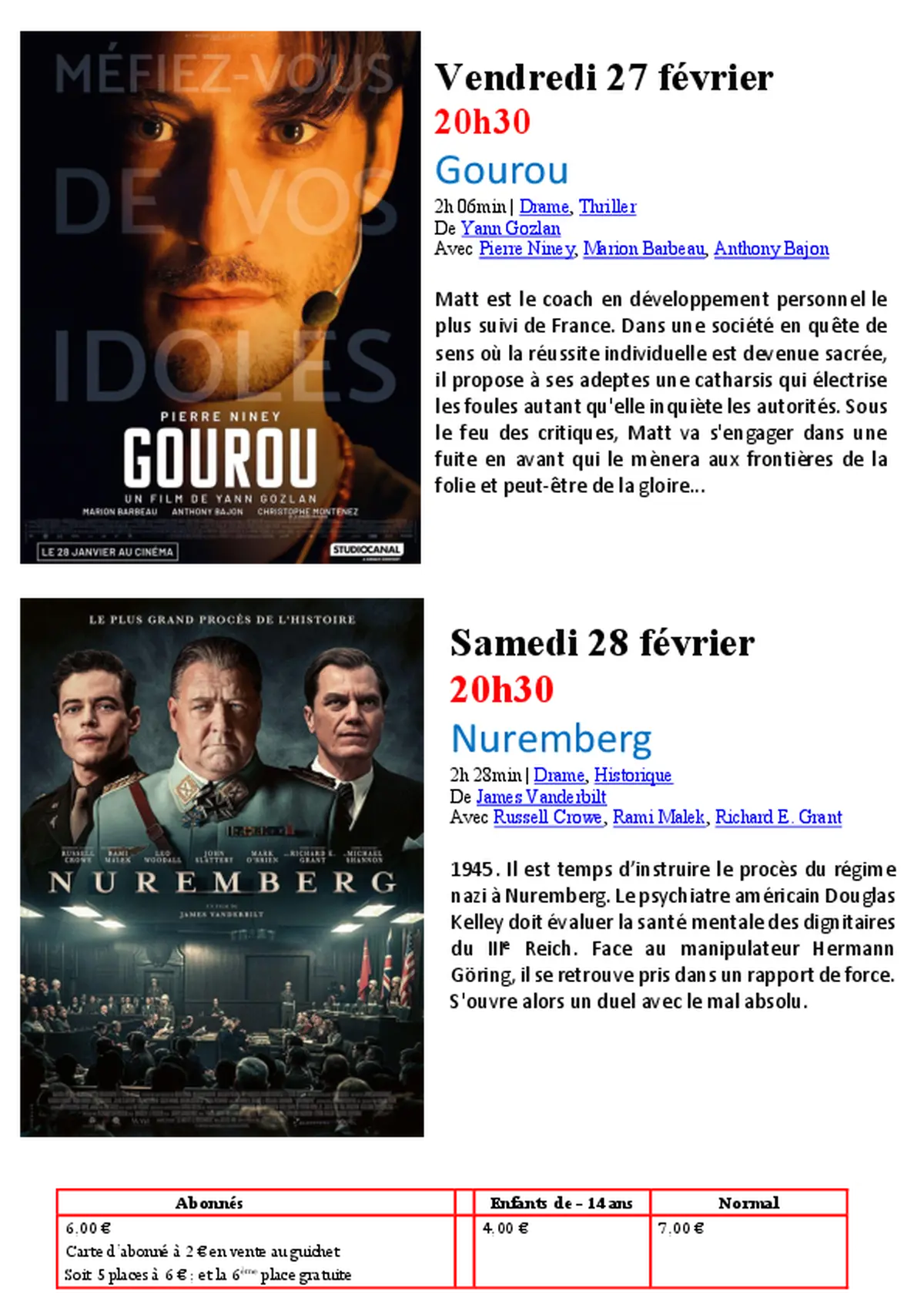 Nuremberg au cinéma à St Geniez d'Olt
