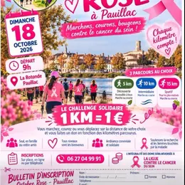 Octobre Rose 2026 avec Pauillac à Pied : challenge solidaire 1km = 1€