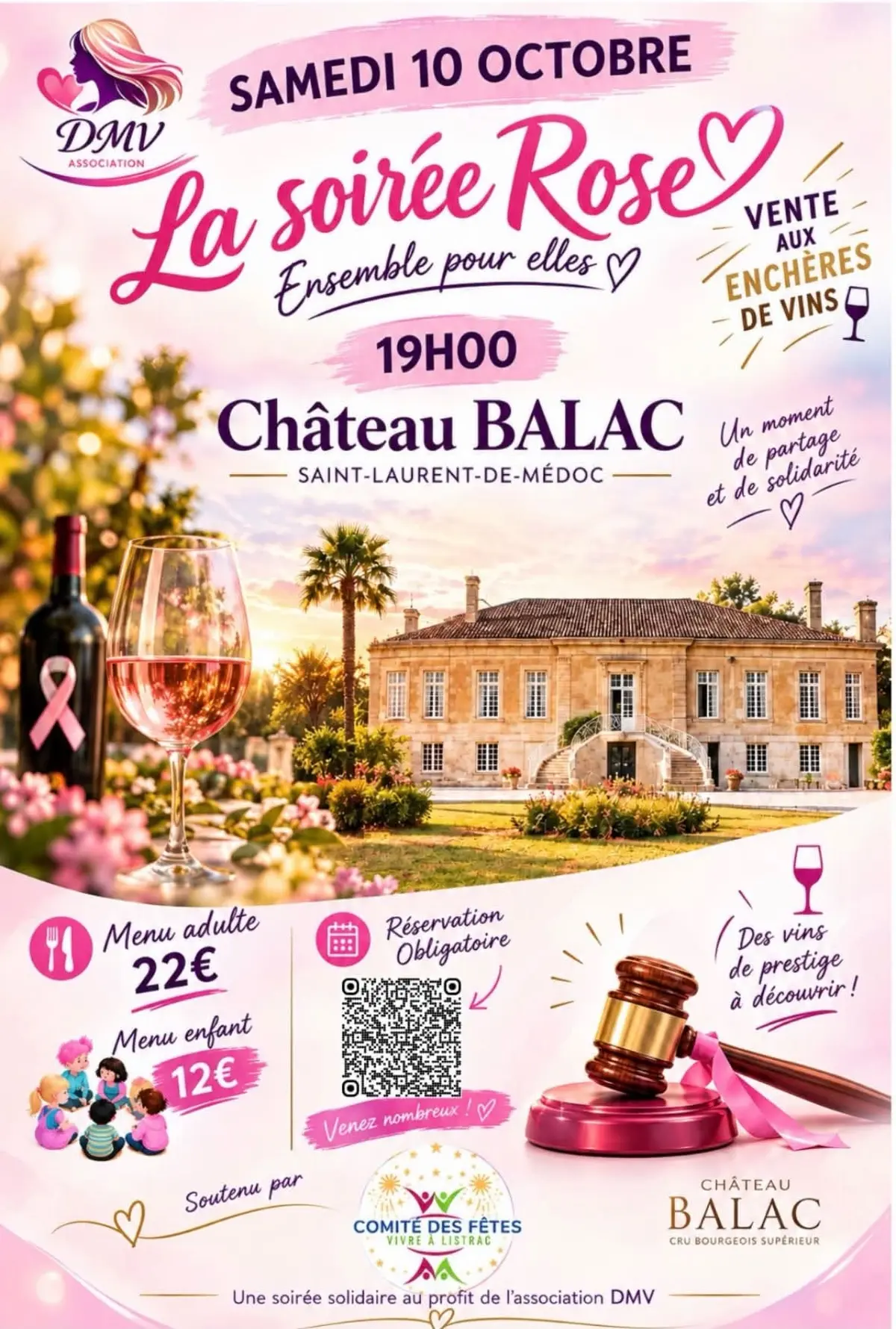 Octobre Rose 2026 : la Soirée Rose au Château Balac