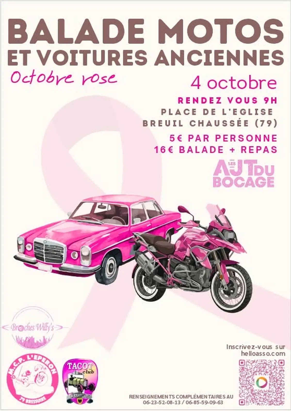 Octobre Rose - Balade motos et voitures anciennes