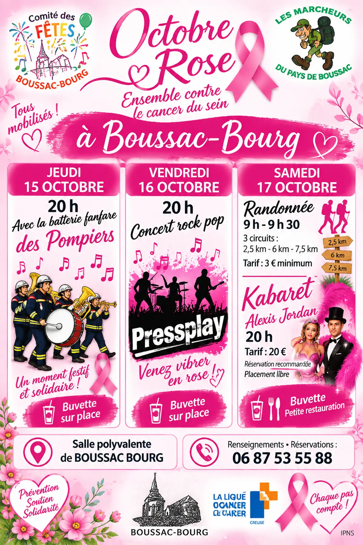 Octobre rose : Batterie fanfare des Pompiers