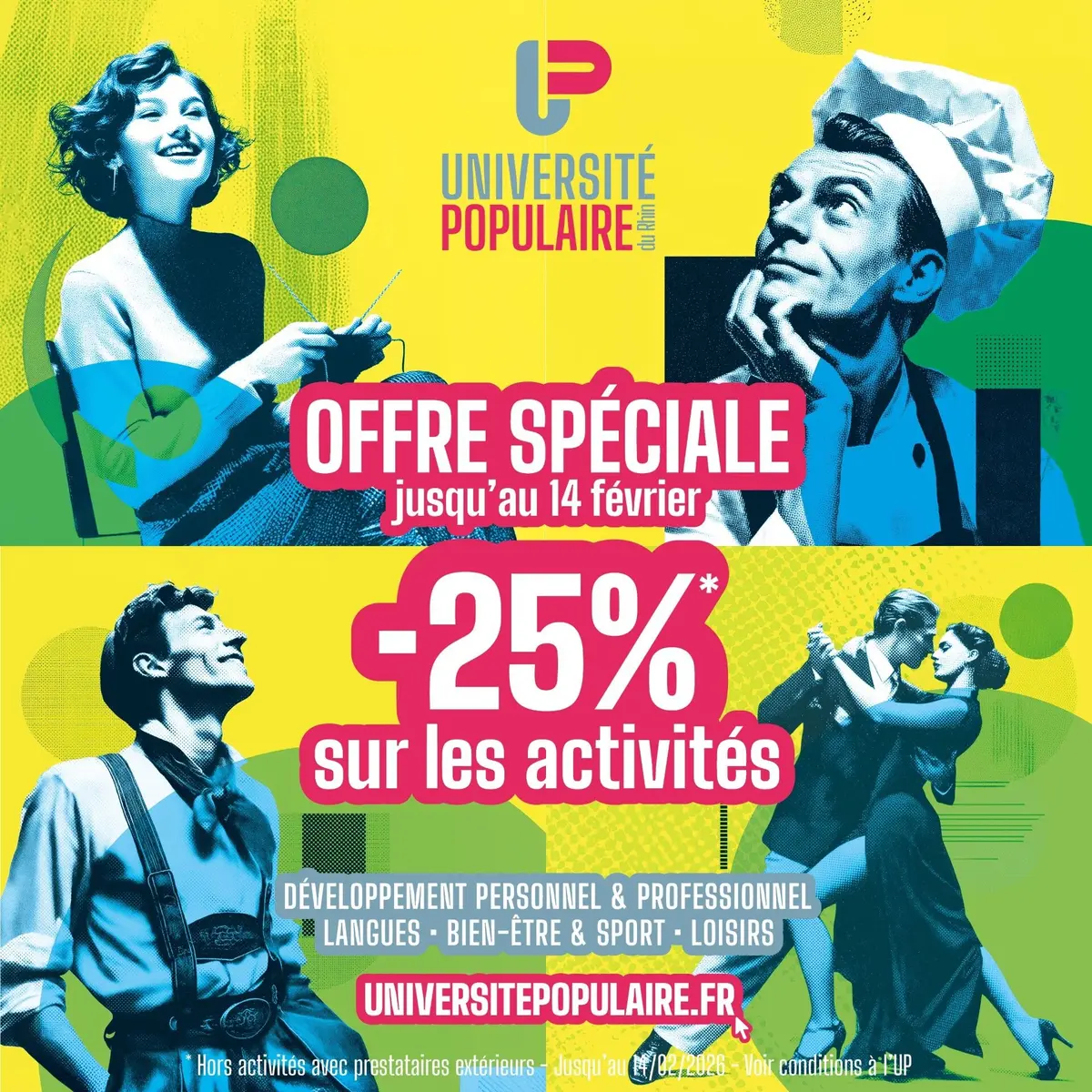 Offre spéciale : -25% sur les activités de l'Université Populaire