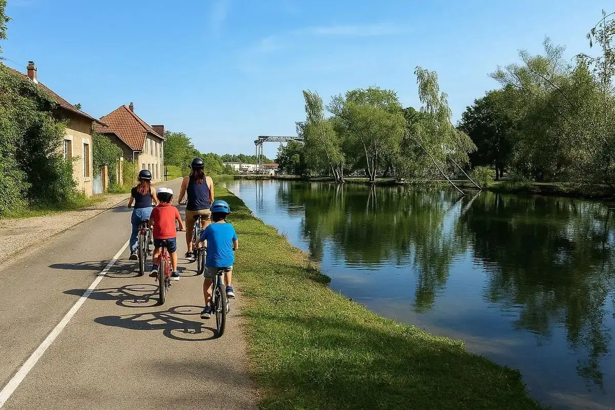 À vélo avec les enfants, les chemins longeant les canaux permettent de rouler loin de la circulation et d’adapter facilement la distance aux plus jeunes.
