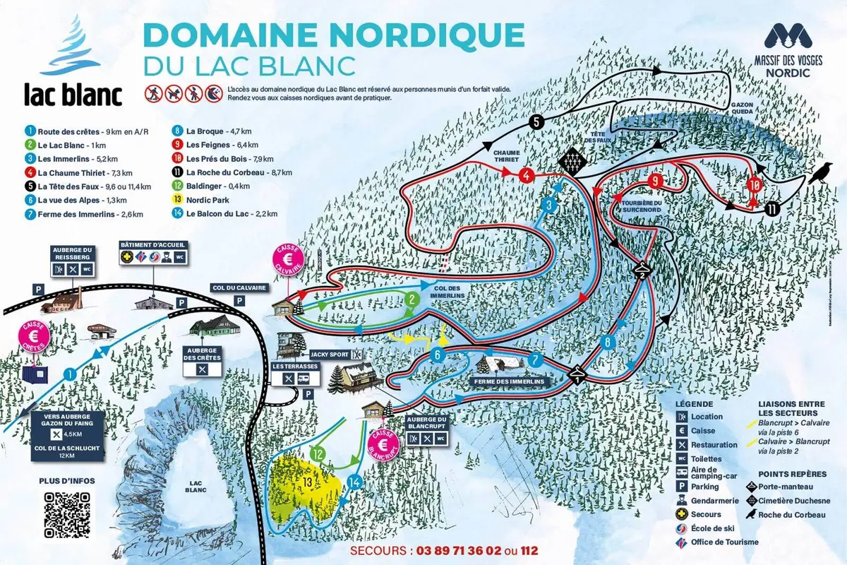 Plan du domaine nordique du Lac Blanc