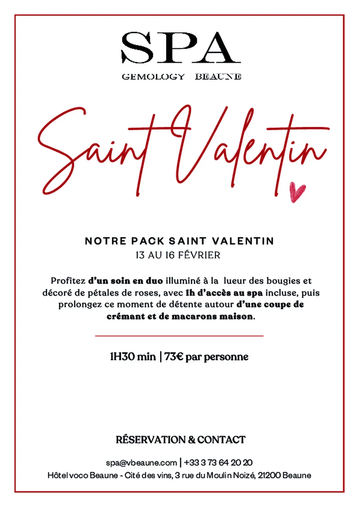 Package Saint Valentin au Spa Gemology Beaune
