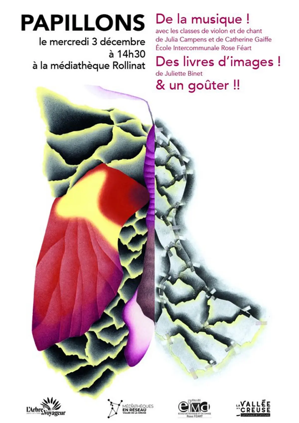 Papillons, de la musique, des livres et un goûter