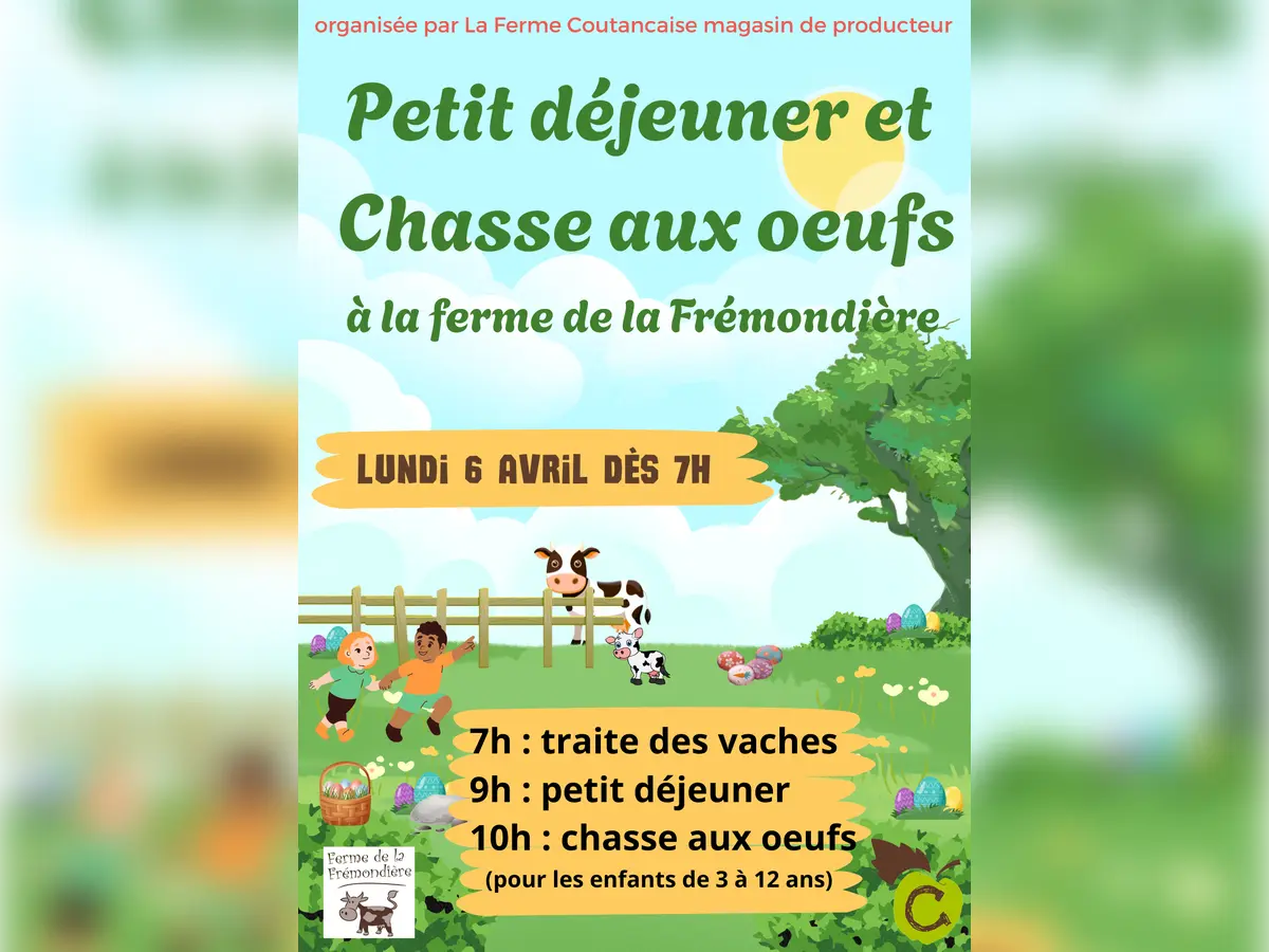 Pâques de la Ferme Coutançaise : traite, petit déjeuner et chasse aux œufs