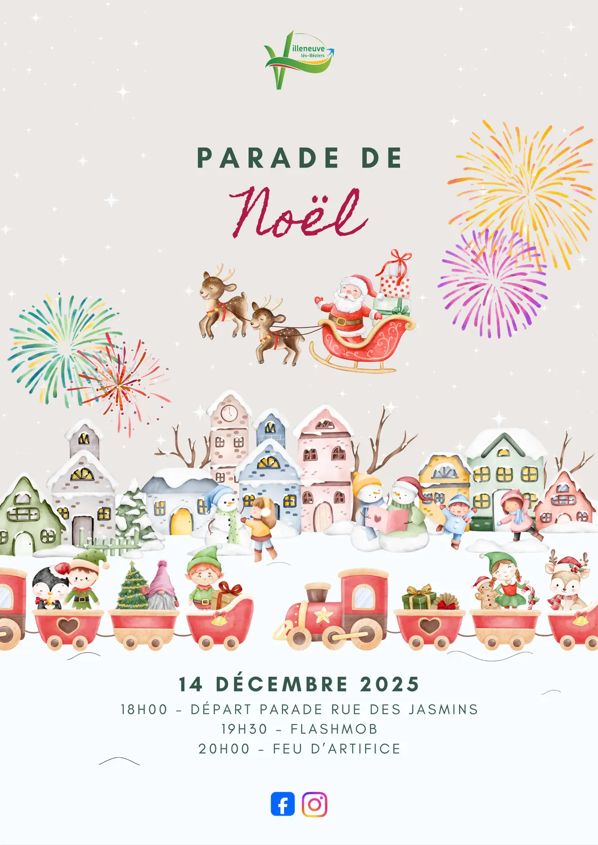 Parade De Noël Et Feu D'Artice