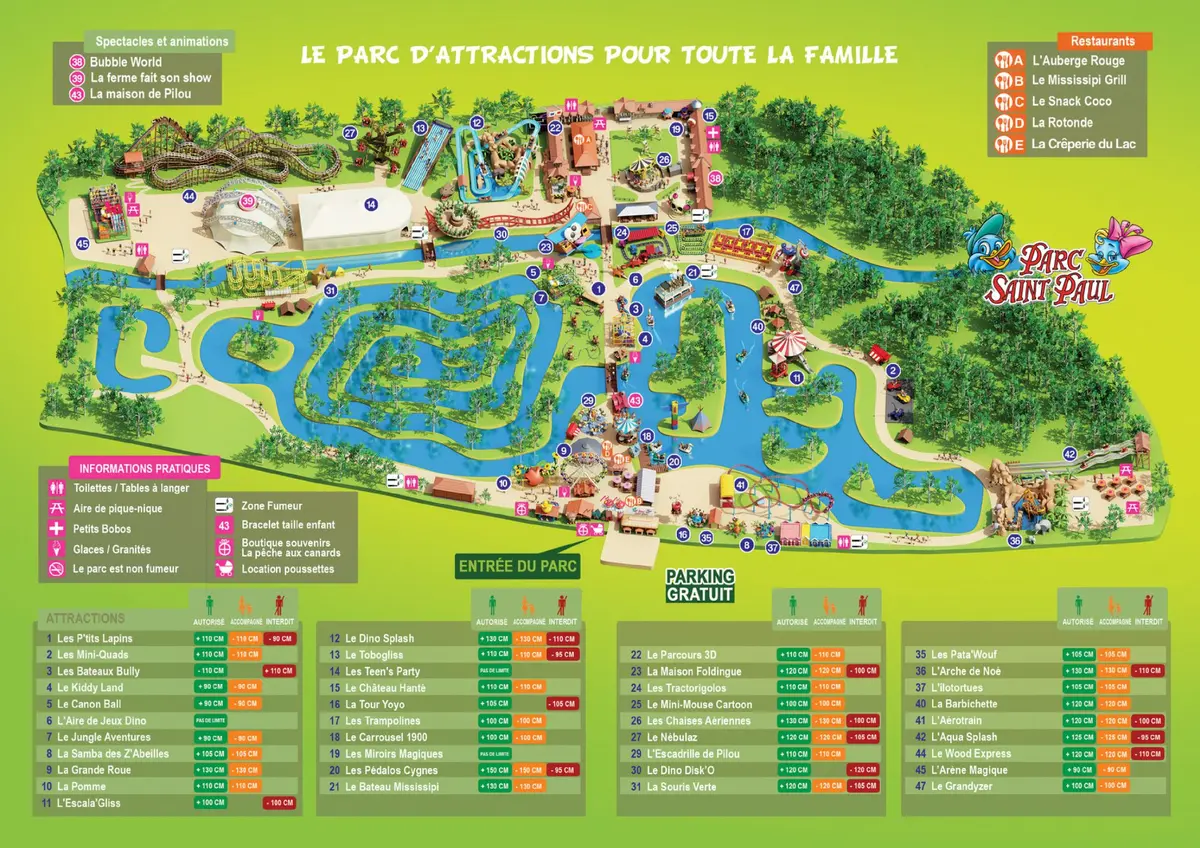 Plan du parc Saint Paul