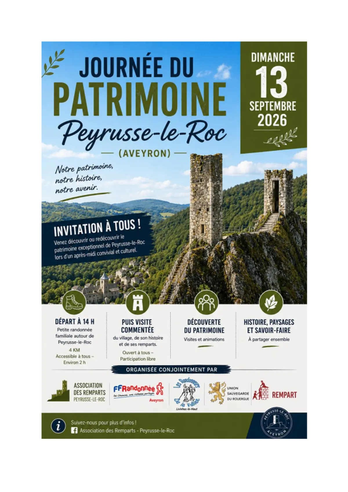 Partez pour une randonnée qui raconte Peyrusse-le-Roc à travers son histoire et ses paysages