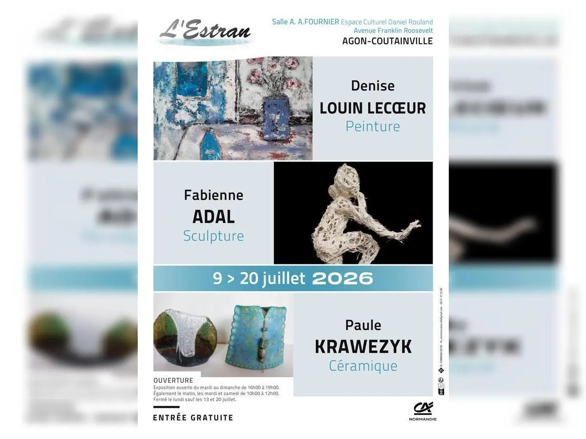 Peintures, Denise Louin Lecoeur - sculptures, Fabienne Adal - céramique, Paule Krawezyk