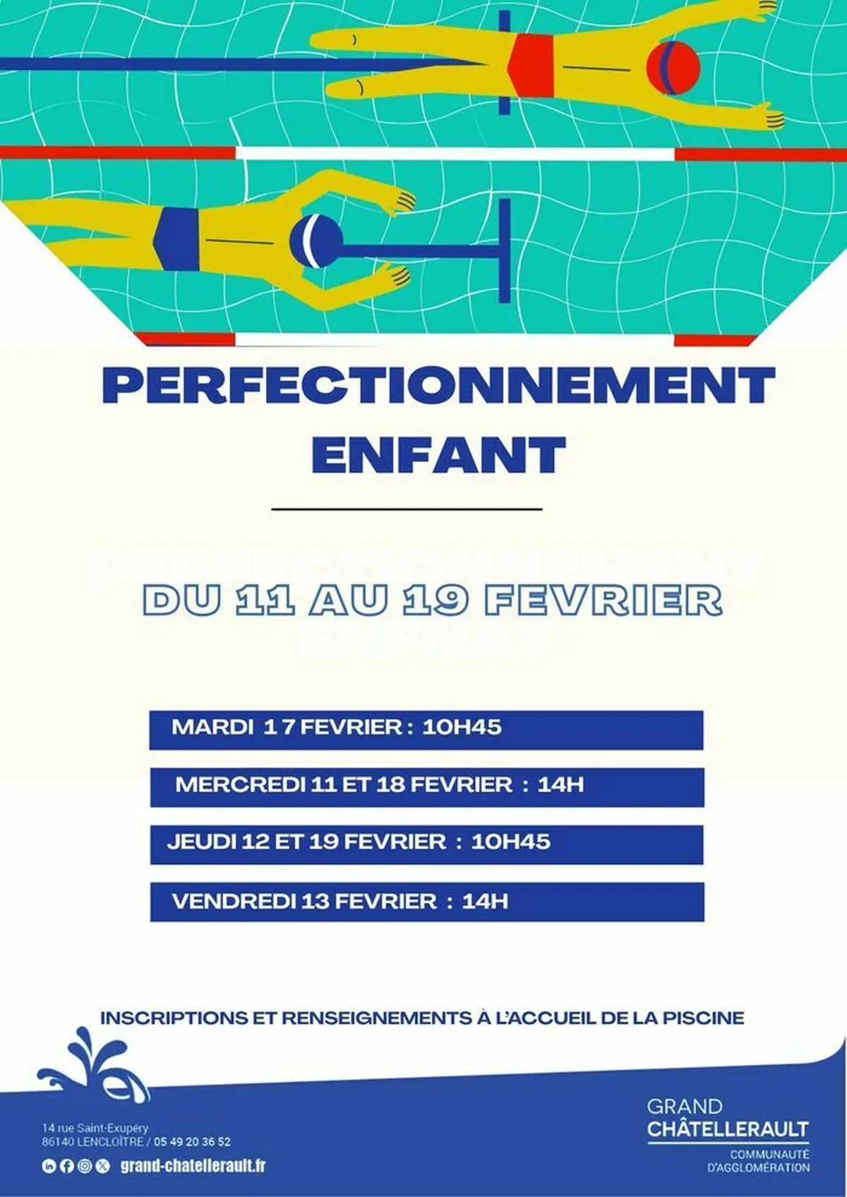 Perfectionnement enfant à la piscine de lencloitre