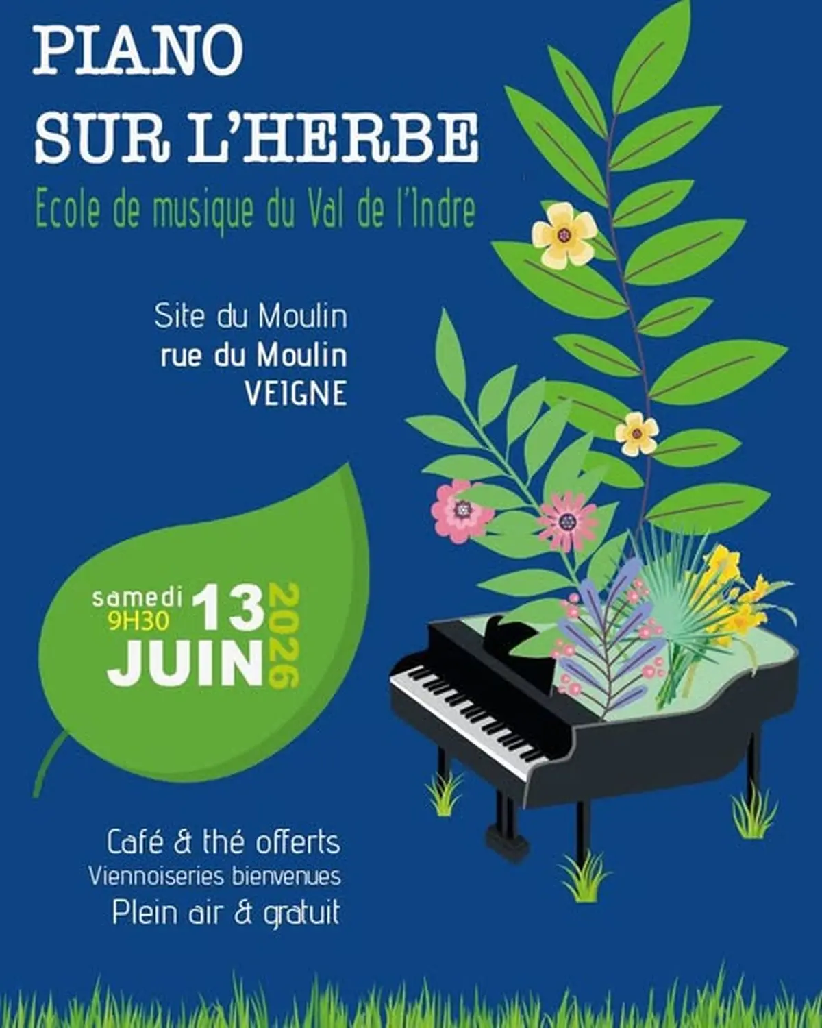 Piano sur l'herbe