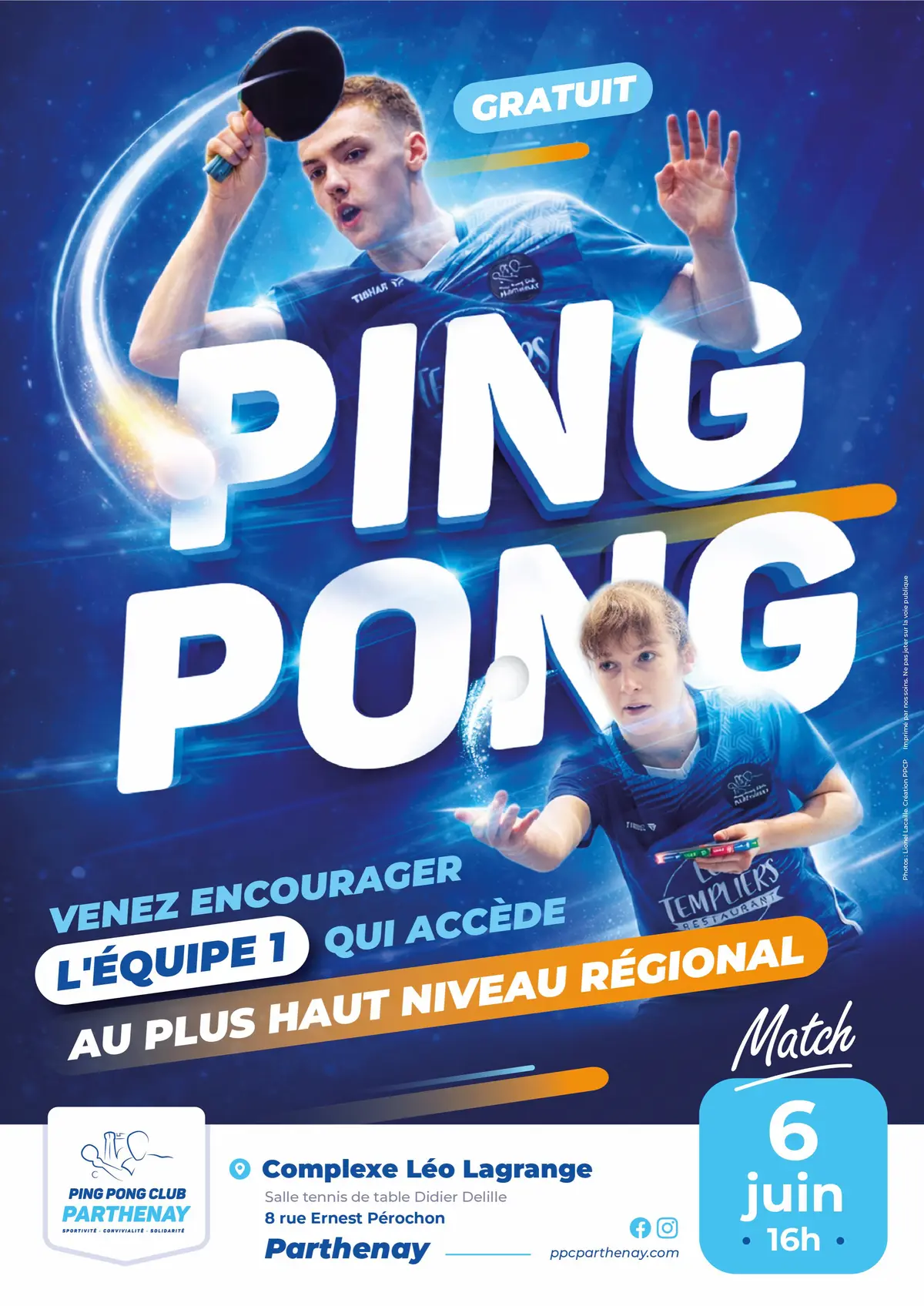 Ping Pong : Parthenay affronte Cestas pour un match de championnat