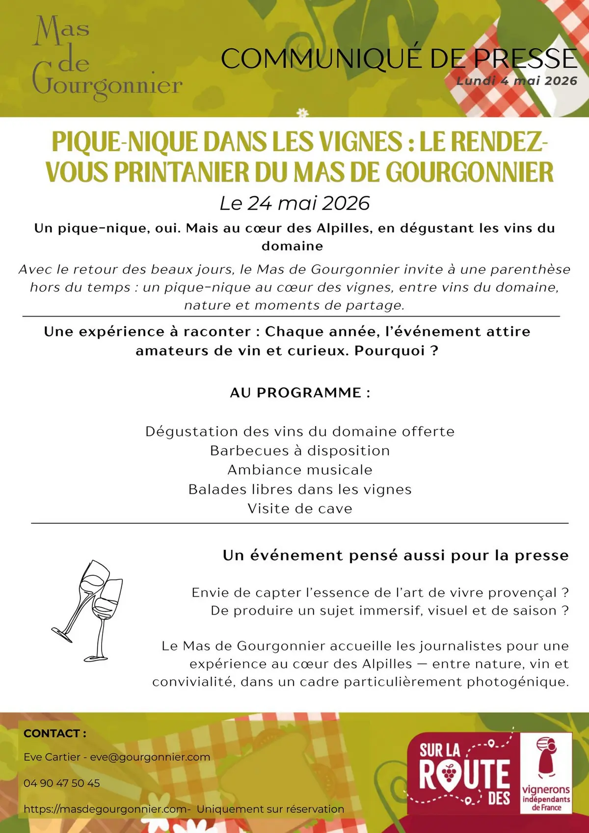 Pique-nique dans les vignes au Mas de Gourgonnier