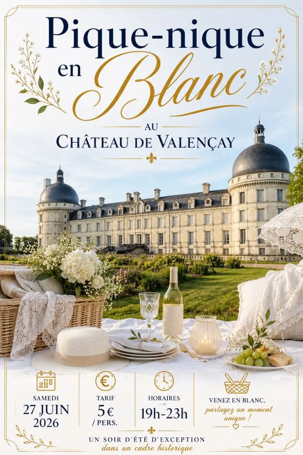Pique-nique en blanc au Château de Valençay