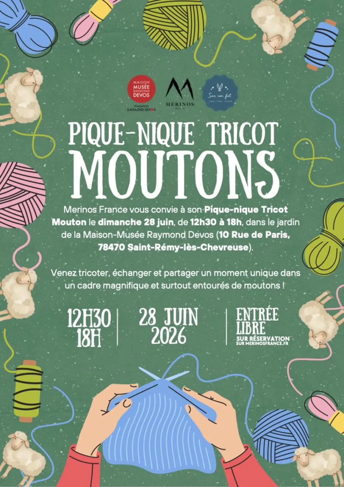 Pique-nique Tricot et moutons mérinos à la Maison-Musée Raymond Devos de Saint-Rémy-lès-Chevreuse