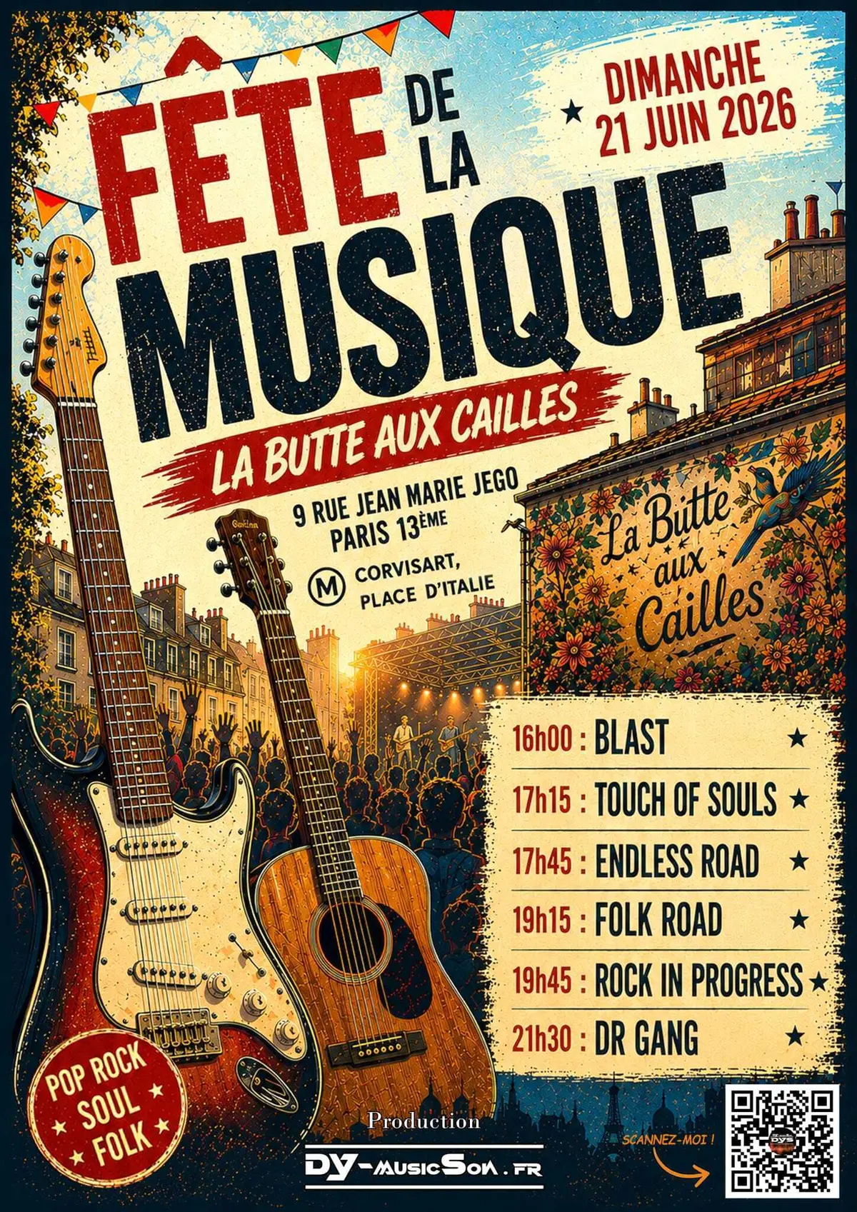 Plateau POP ROCK à la butte-aux-cailles PARIS13