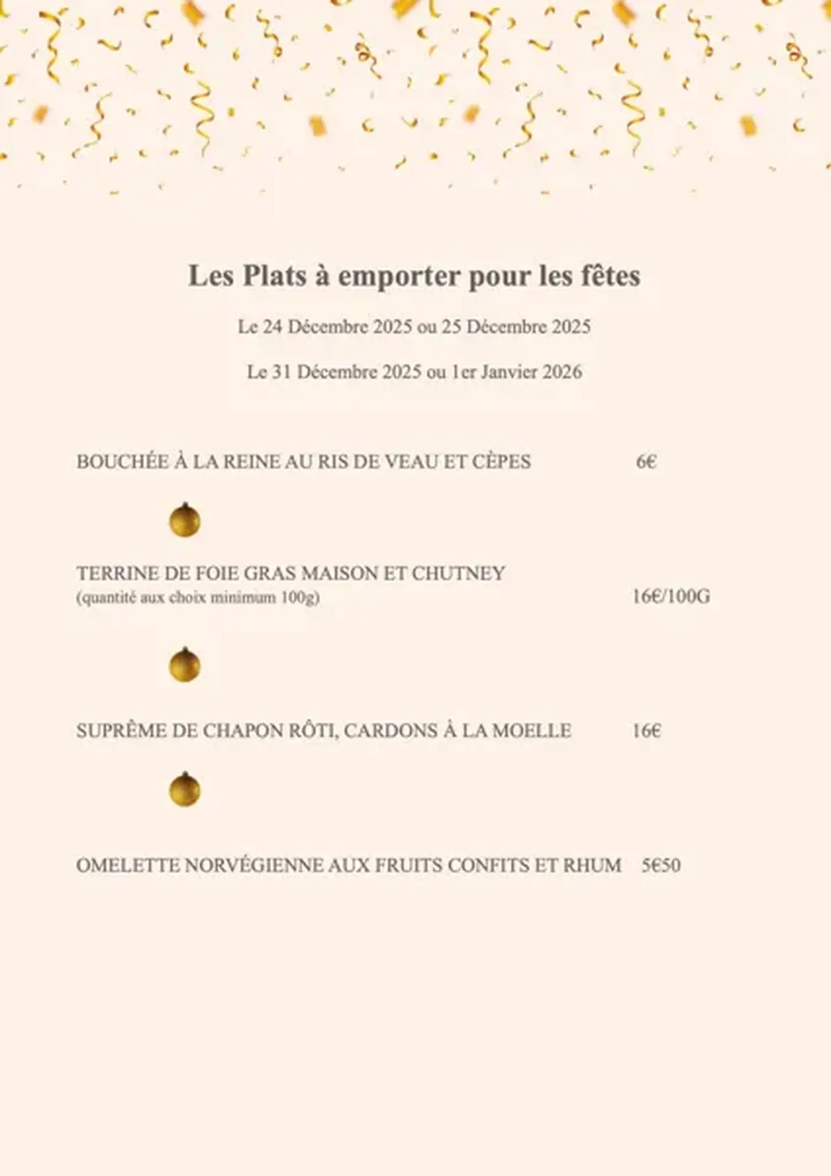 Plats à emporter pour les fêtes au Moulin d'Alexandre à Ste Eulalie d'Olt