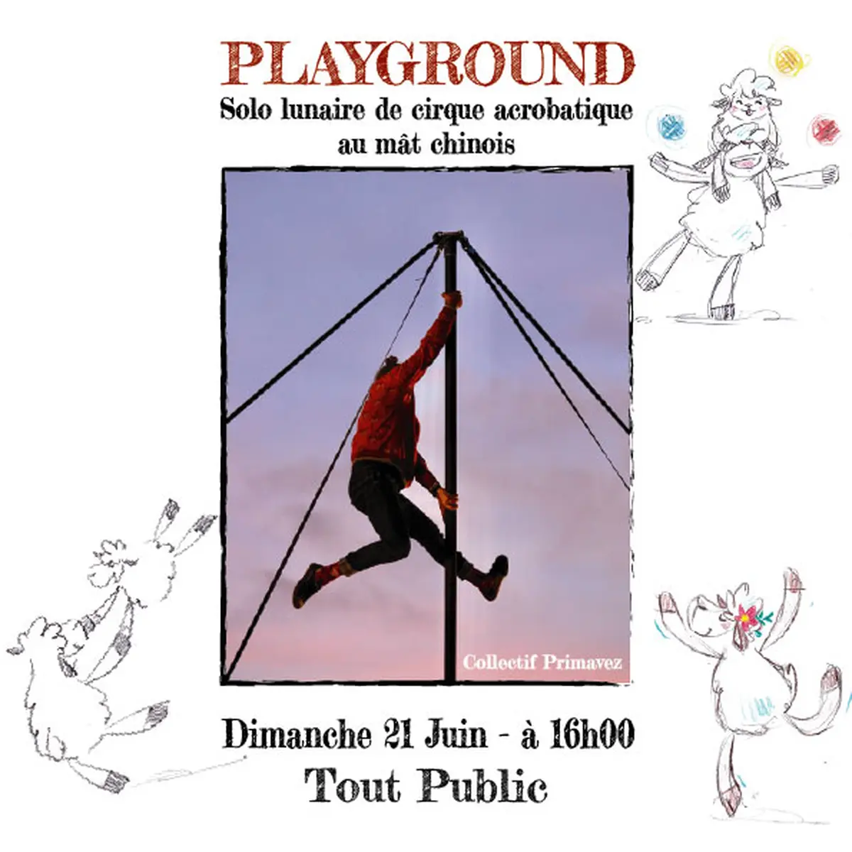 Playground : solo lunaire de cirque acrobatique au mât chinois