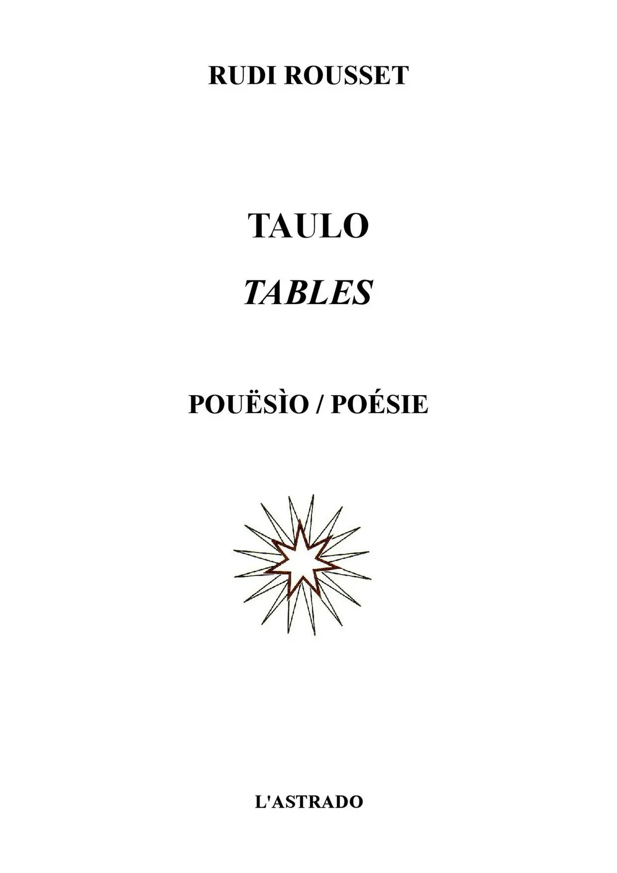 Poésie : Taulo de Rudy Rousset