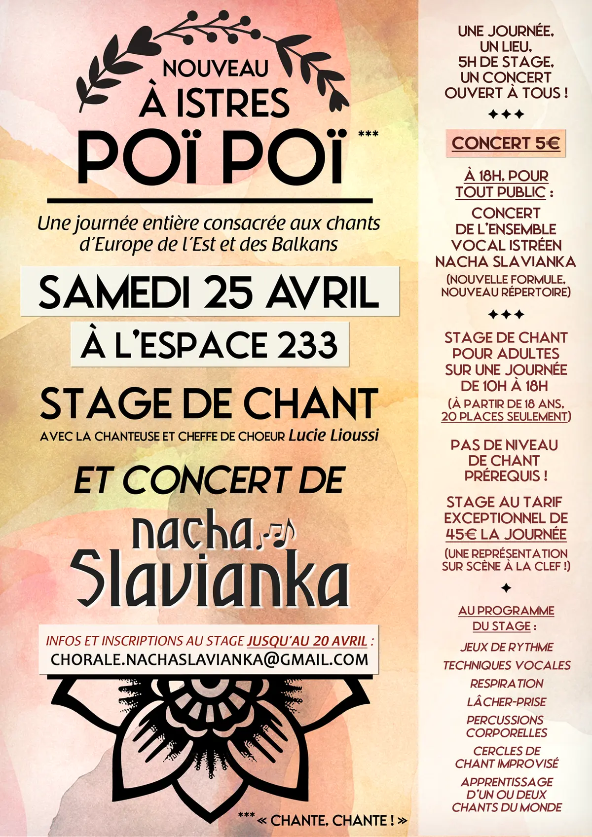 Poï Poï : une journée dédiée aux chants de l'Europe de l'Est et des Balkans