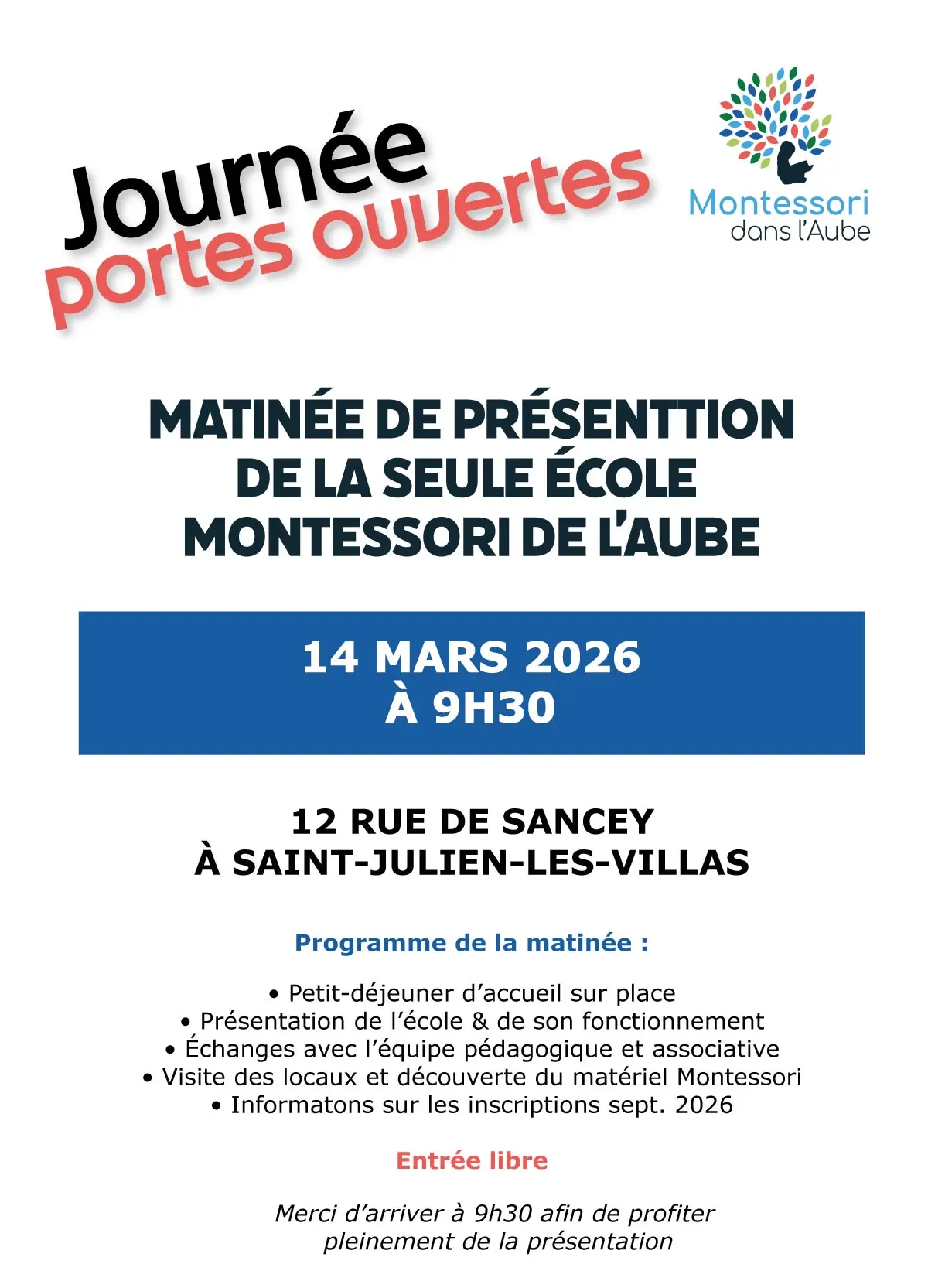 Portes ouvertes école Montessori dans l'Aube