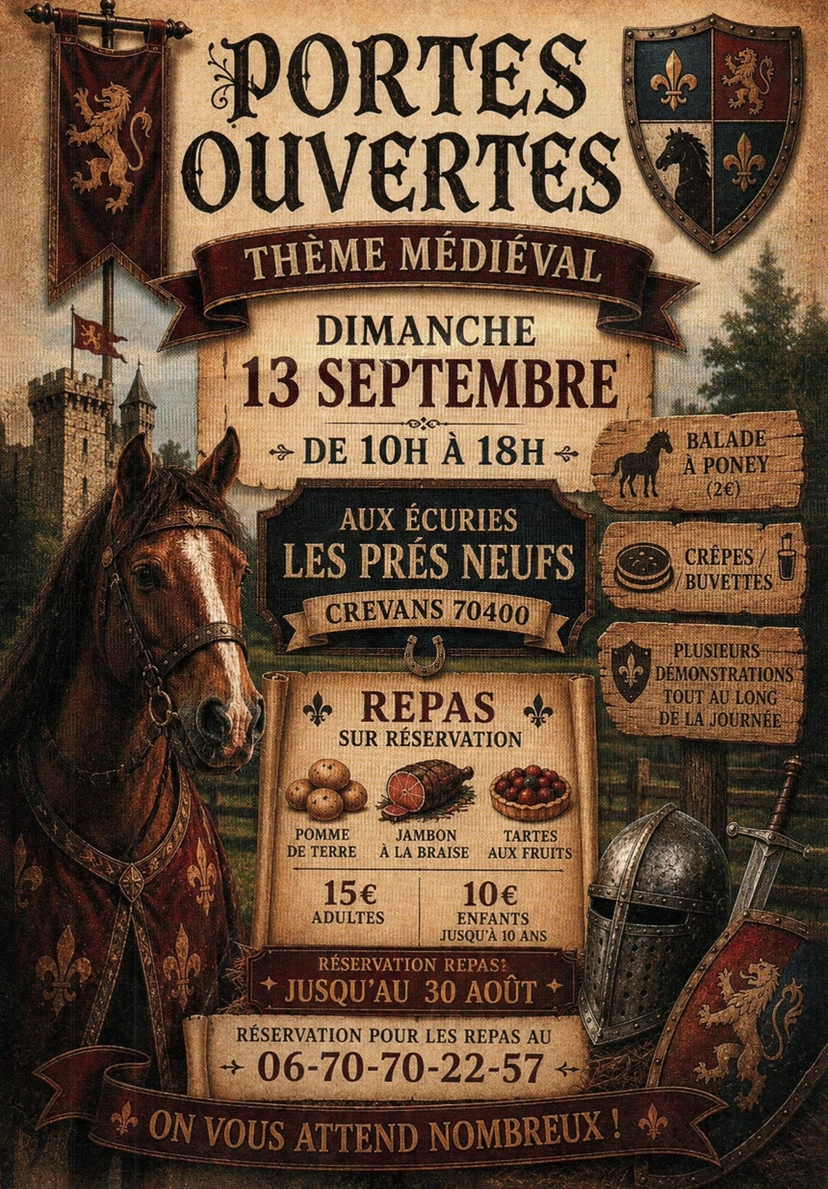 Portes ouvertes thème médiéval aux écuries Les prés neufs