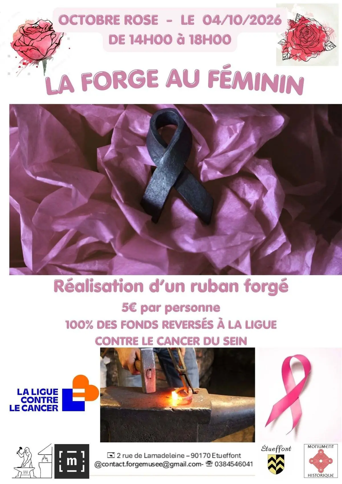 Près de Belfort, vous pourrez forger votre propre ruban rose pour 5 €
