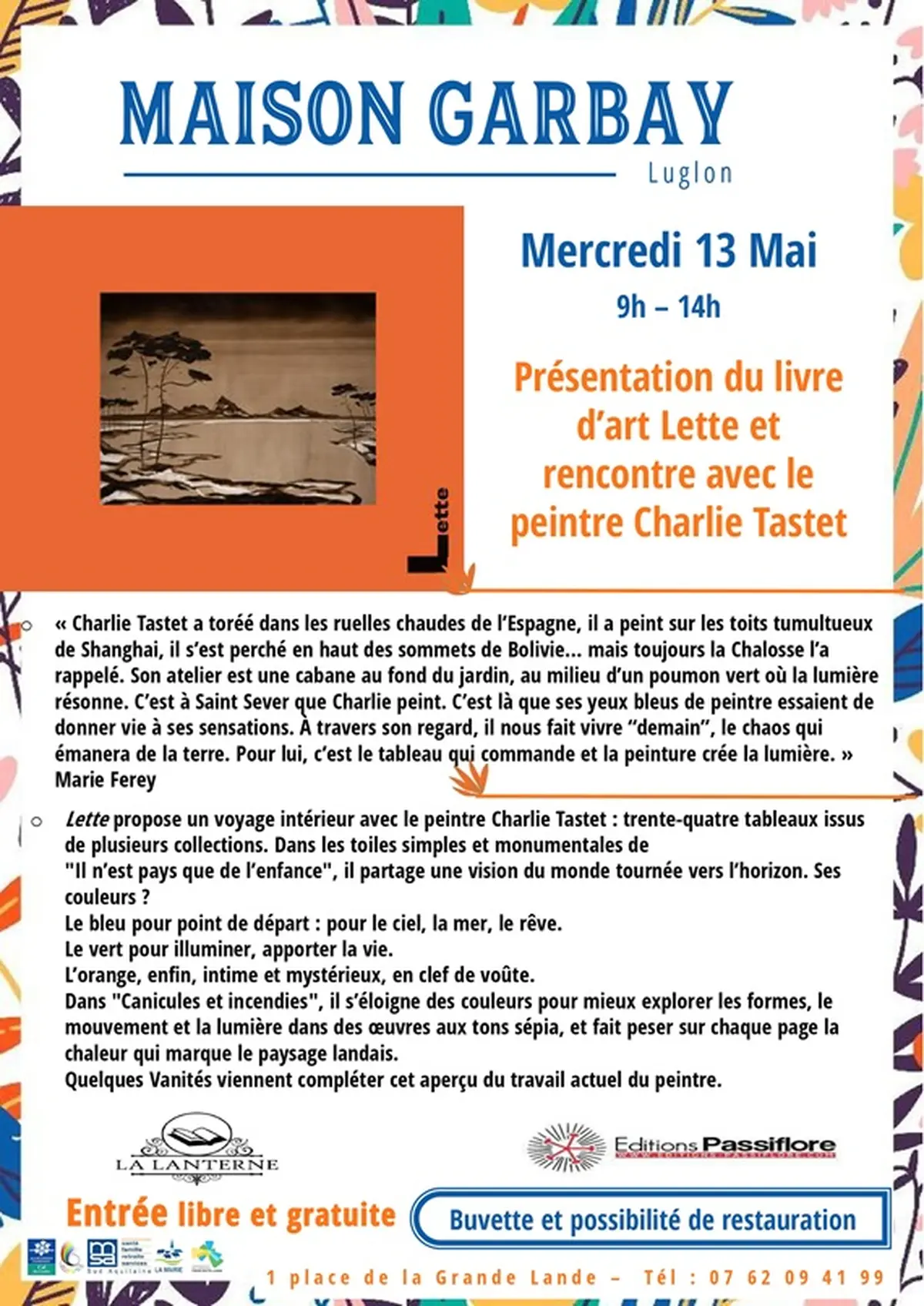 Présentation du livre d'art Lette avec le peintre Charlie Tastet