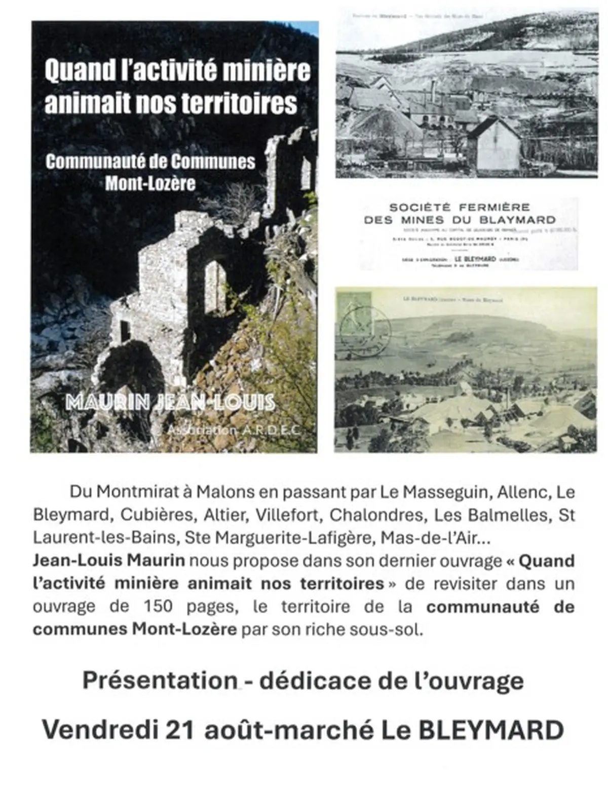Présentation Ouvrage Quand L'Activité Minière Animait Nos Territoires