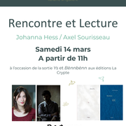 Printemps des poètes avec Johanna Hess et Axel Sourisseau (Editions La Crypte)