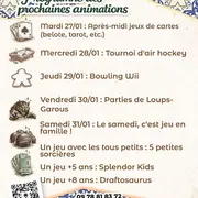 Prochaines animations au comptoir des jeux