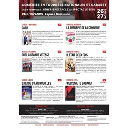 Programmation dîner et/ou spectacles 2026/2027 - Compagnie Bizane