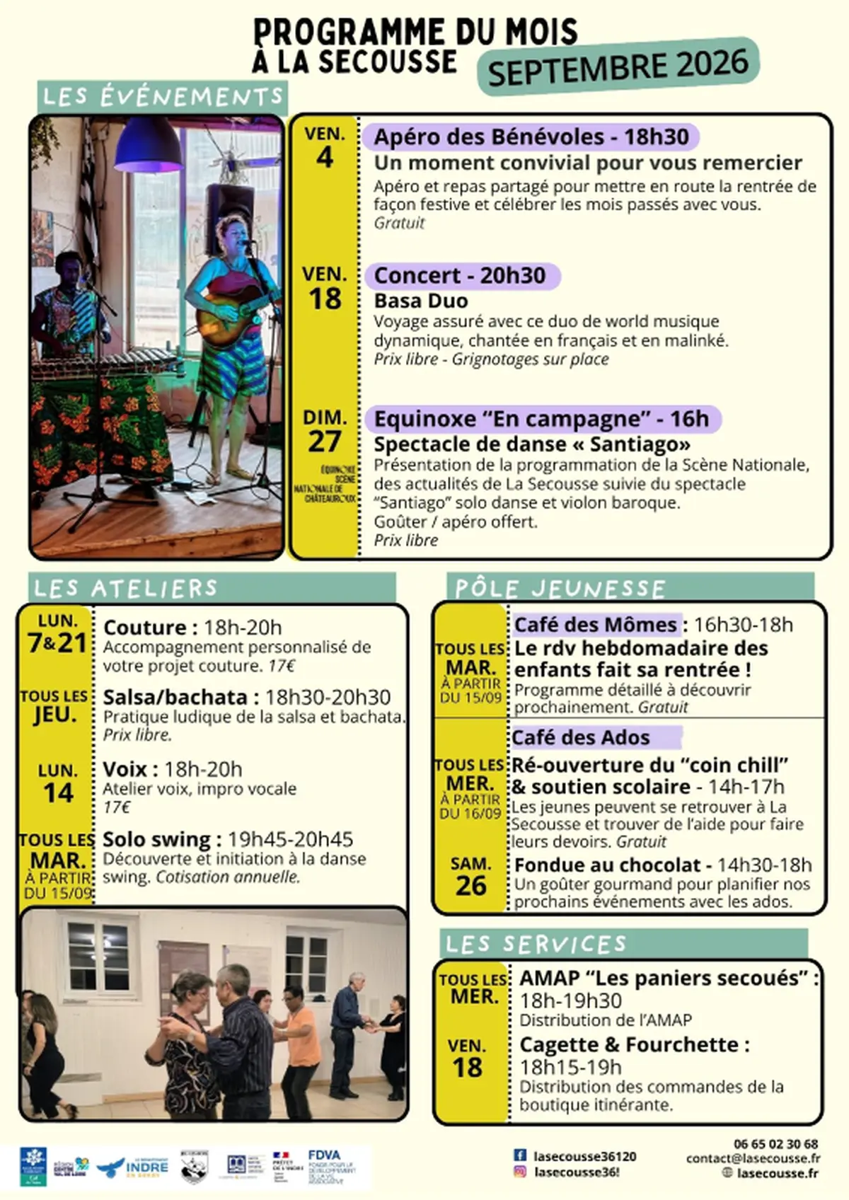 Programmation du mois à la Secousse