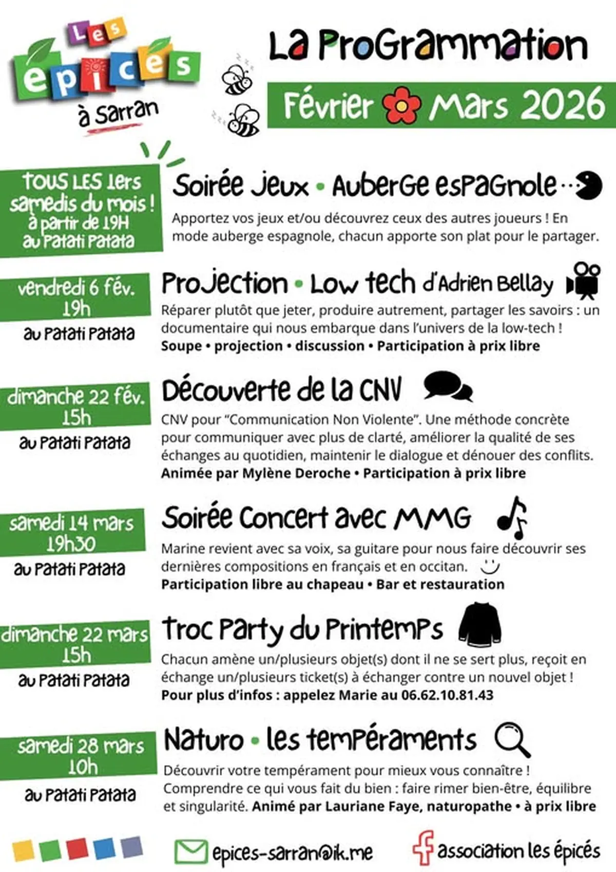 Programmation février-mars - Les Epicés