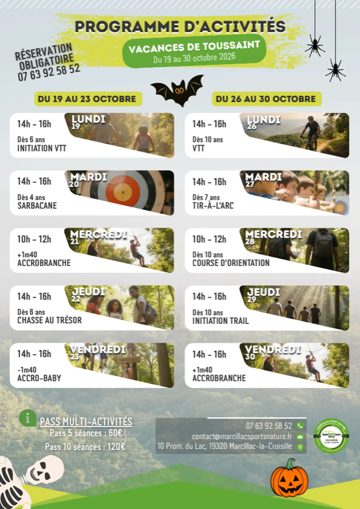 Programme d'activités des vacances de Toussaint