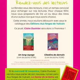 Programme d'octobre du rendez-vous des lecteurs