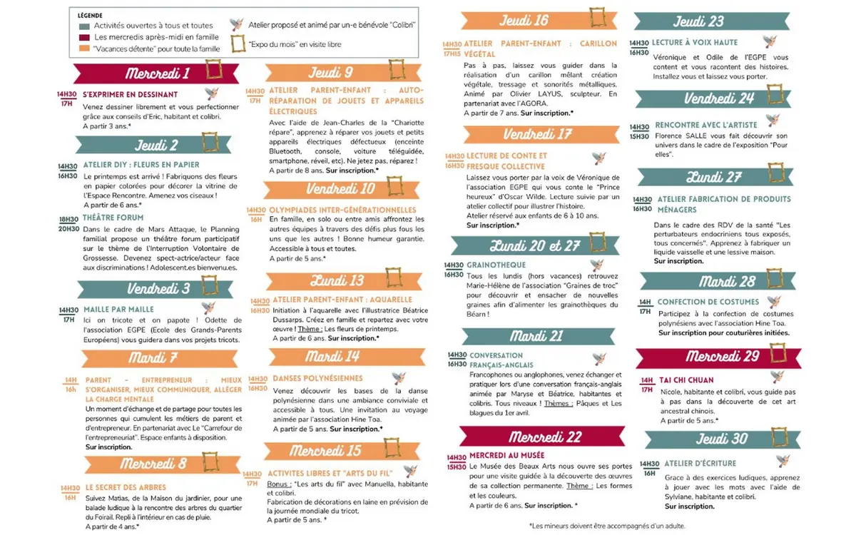Programme de l'Espace de rencontre du Foirail - Avril 2026