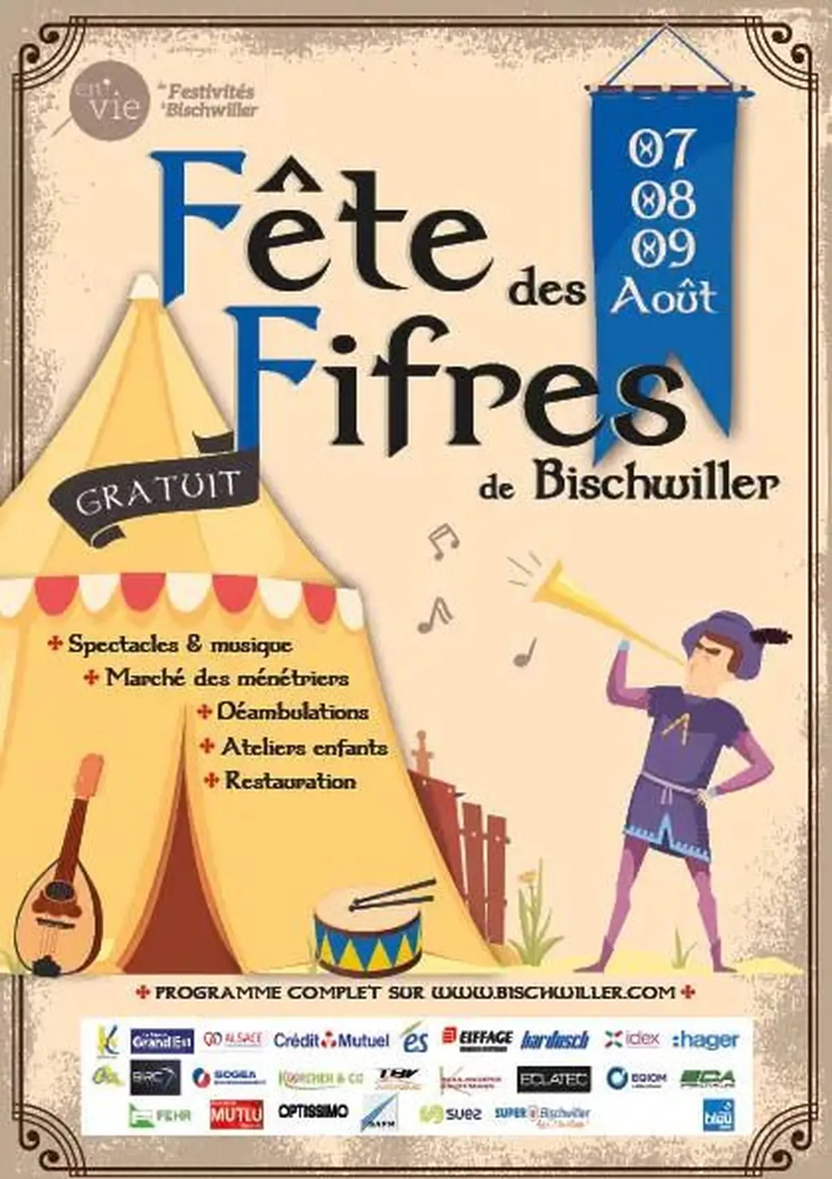 Programme de la F&ecirc;te des Fifres 2026 &agrave; Bischwiller : trois jours de spectacles, musique et animations m&eacute;di&eacute;vales