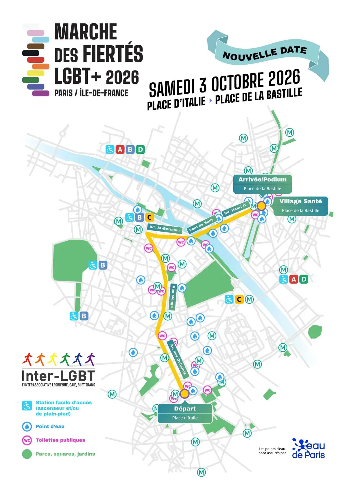 Parcours - Plan de la Marche des Fiertés Paris 2026