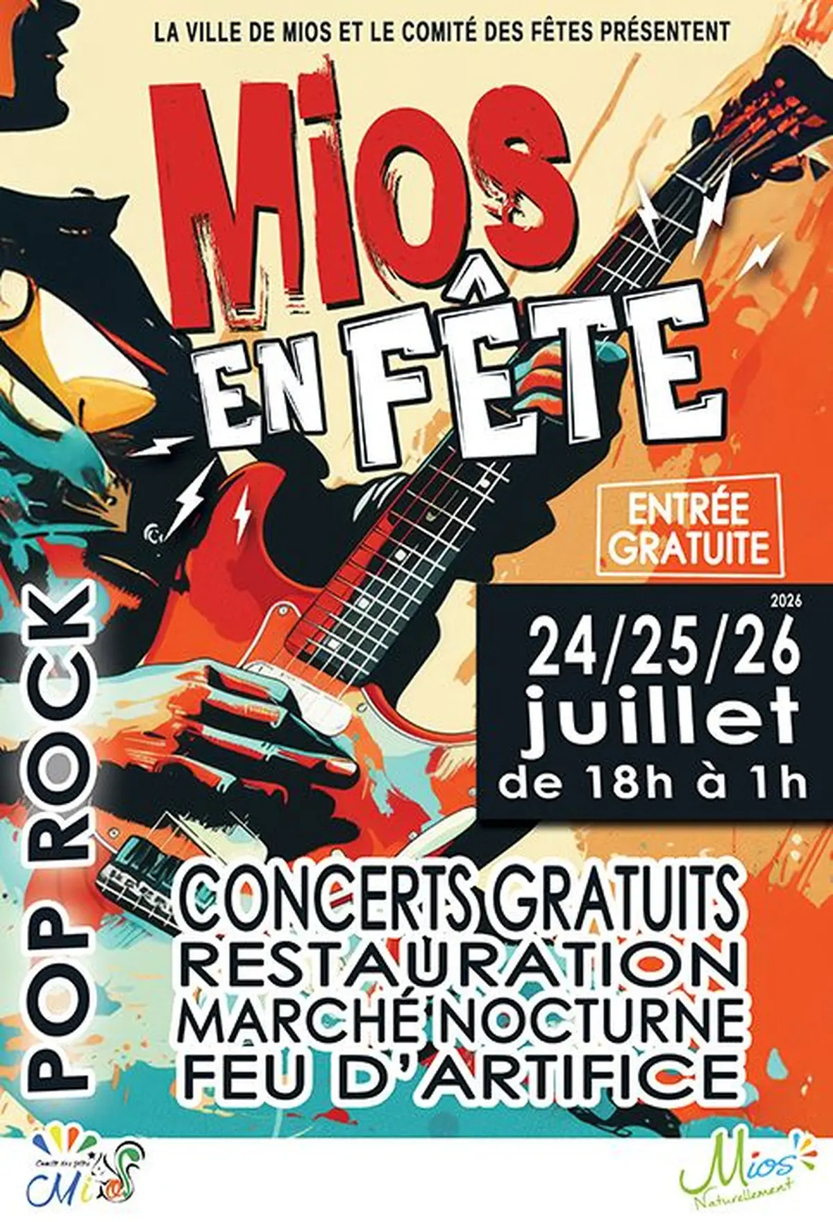 Programme de Mios en F&ecirc;te 2026 : le festival pop rock de Mios f&ecirc;te ses 31 ans