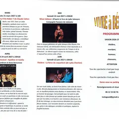 Programme des spectacles : Vivre à Bélaye