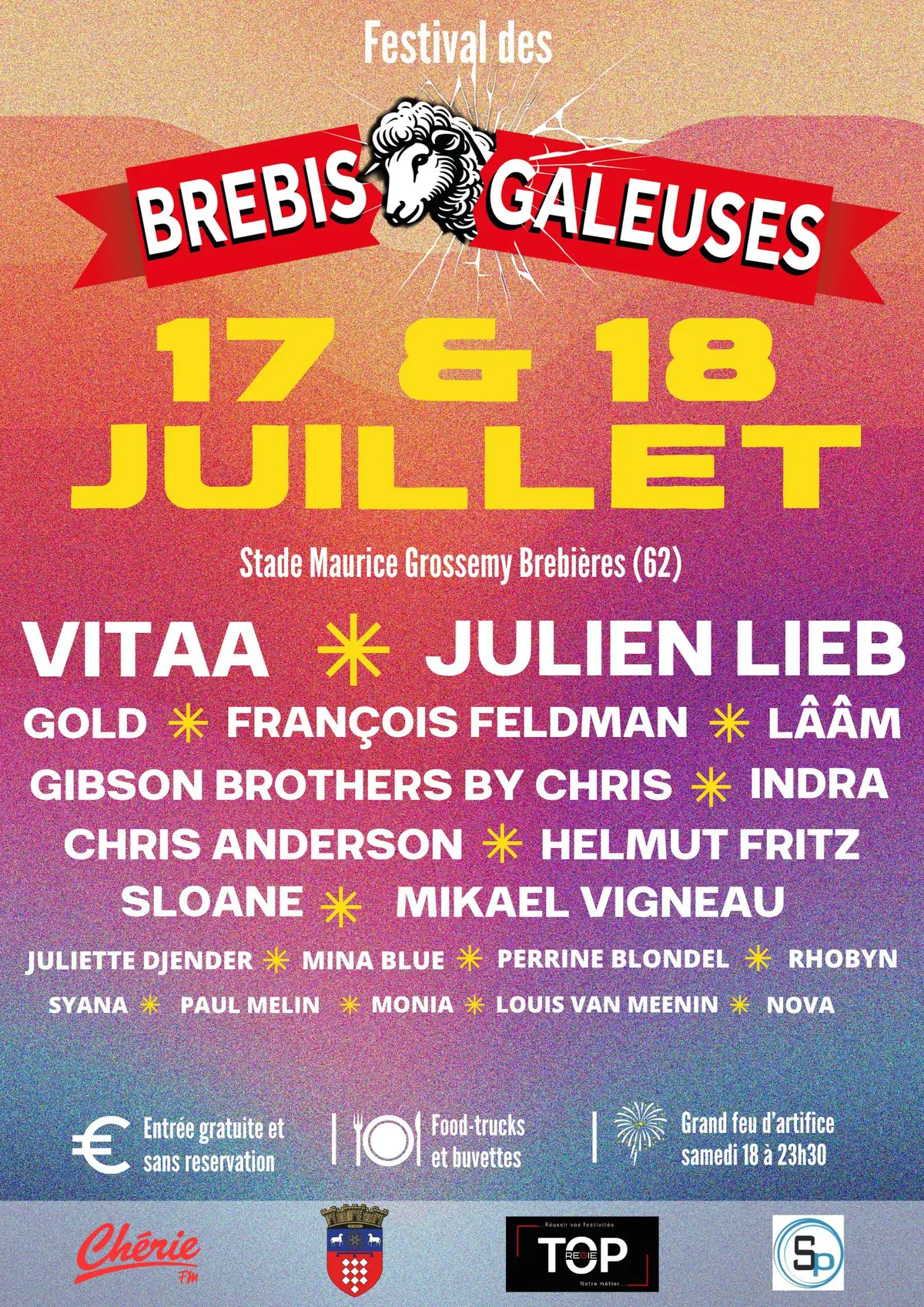 Programme du Festival des Brebis Galeuses 2026 &agrave; Brebi&egrave;res : concerts, feu d'artifice et entr&eacute;e gratuite