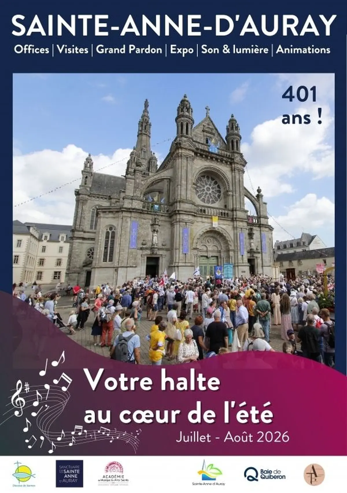 Programme du Grand Pardon de Sainte-Anne-d'Auray 2026 : processions, messe solennelle et veill&eacute;e aux flambeaux les 25 et 26 juillet