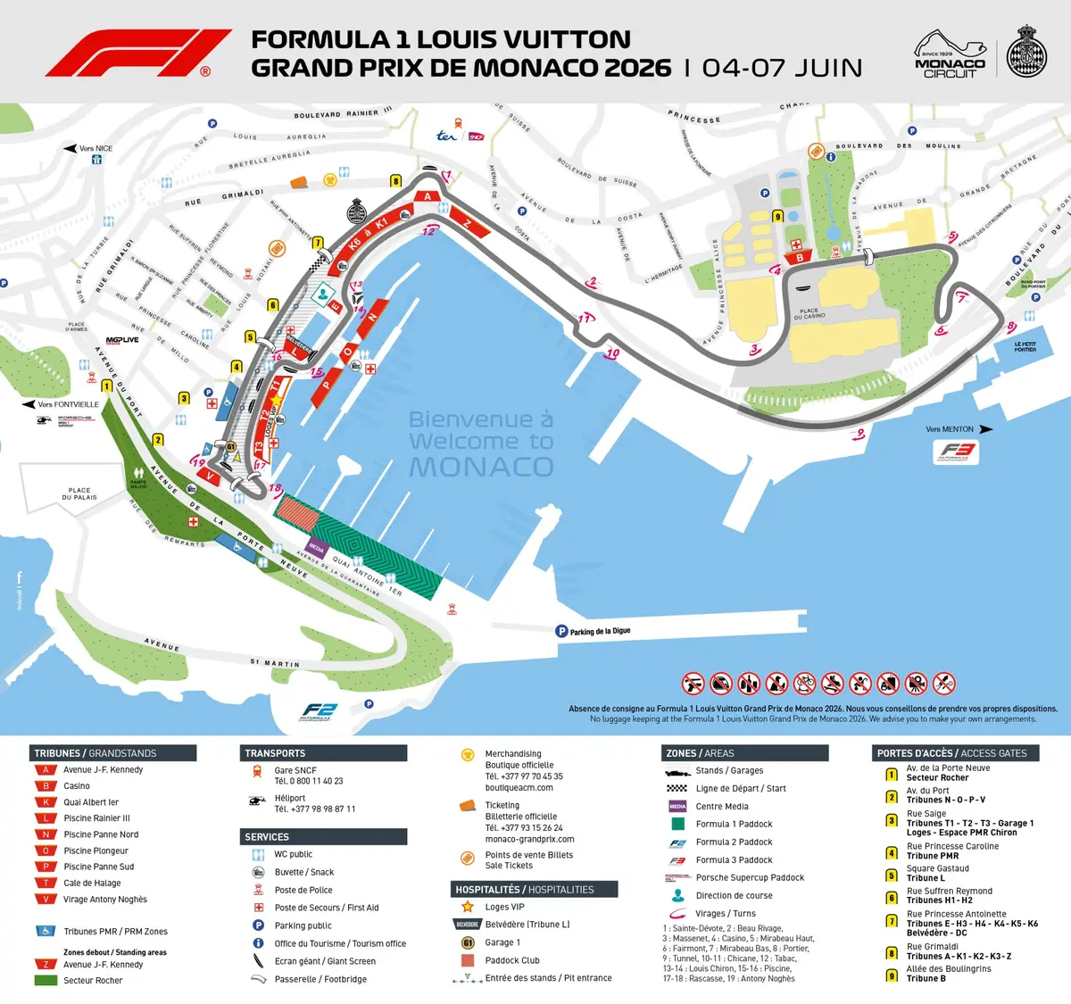 Programme du Grand Prix F1 de Monaco 2026 - Plan