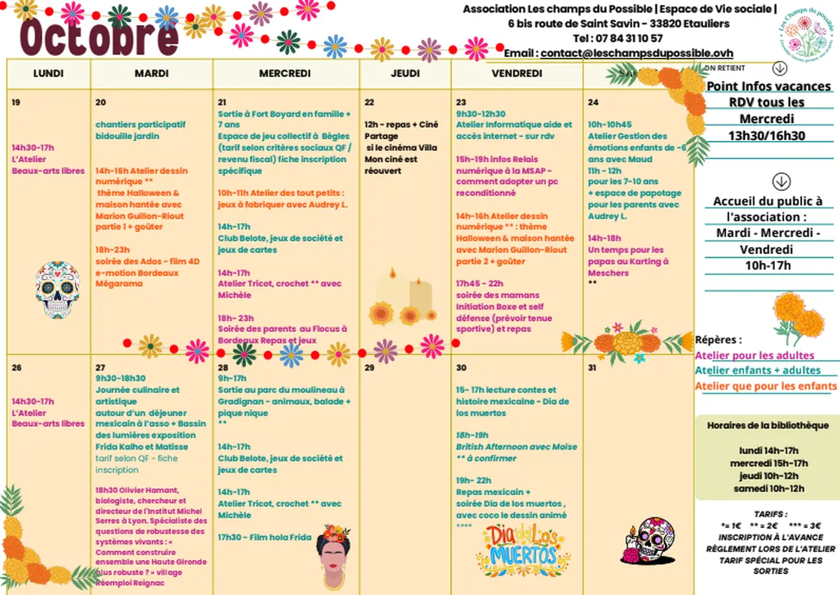 Programme du mois d'octobre Les champs du possible