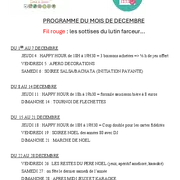 Programme du mois de Décembre au Break at Jane's- Pouilly en Auxois