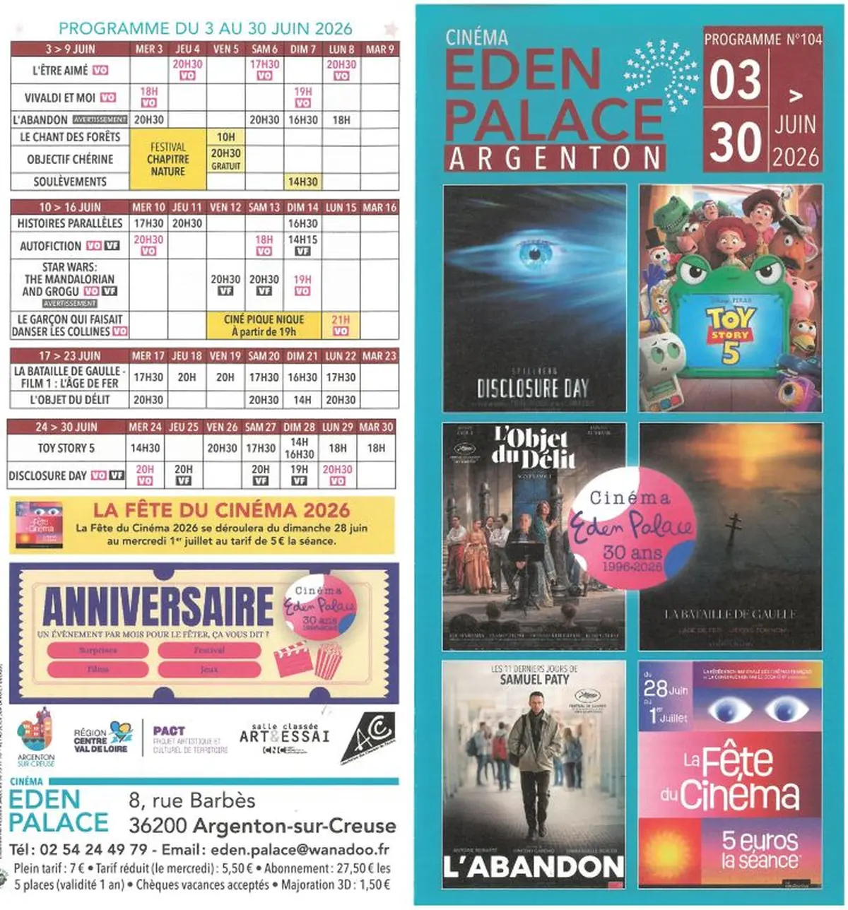 Programme Eden Palace